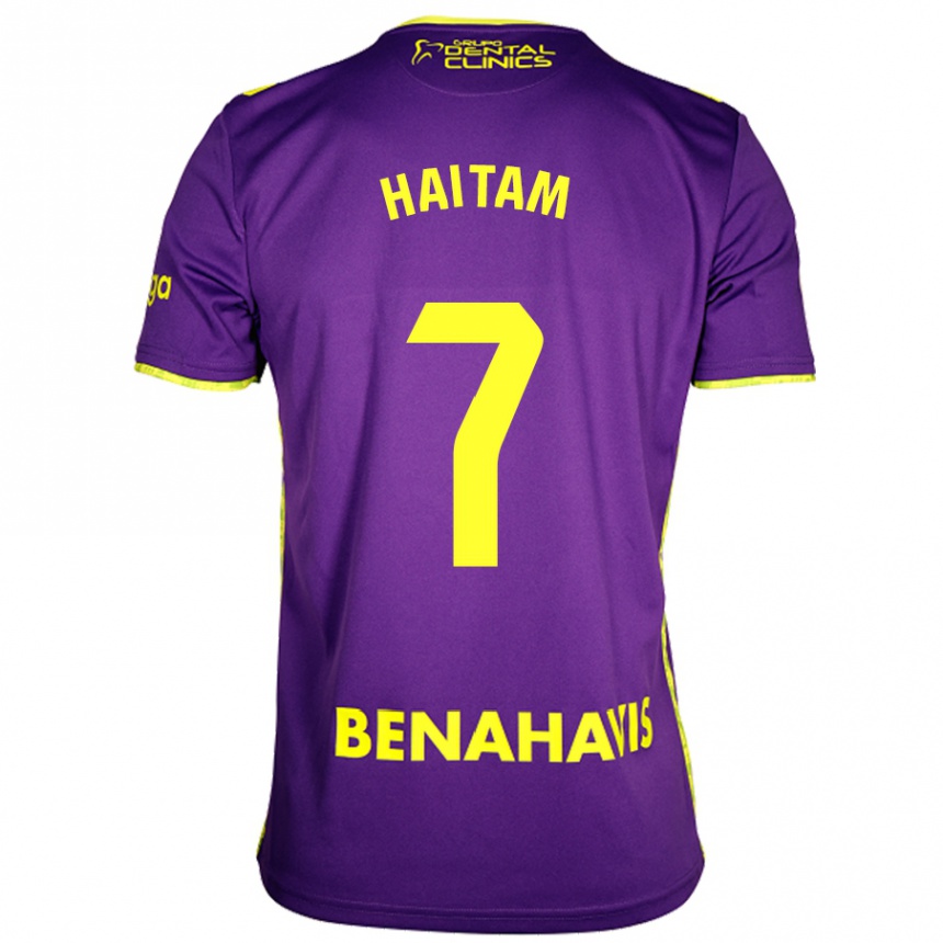 Kids Football Haitam Abaida #7 Purple Yellow Away Jersey 2024/25 T-Shirt Nz