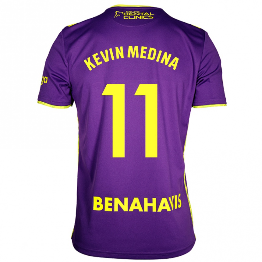 Kids Football Kevin Medina #11 Purple Yellow Away Jersey 2024/25 T-Shirt Nz