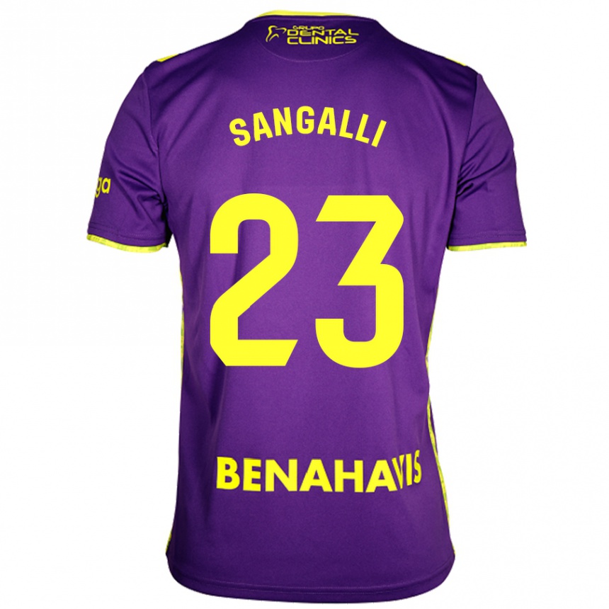 Kids Football Luca Sangalli #23 Purple Yellow Away Jersey 2024/25 T-Shirt Nz