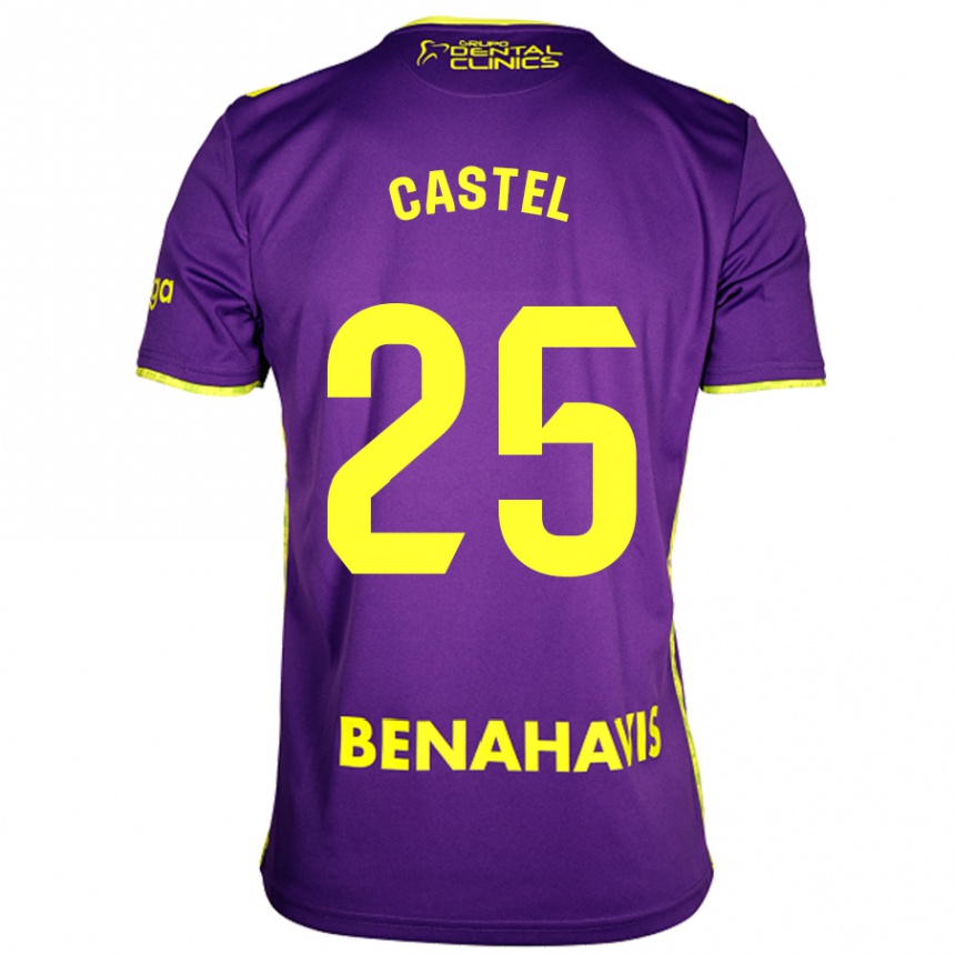 Kids Football Sergio Castel #25 Purple Yellow Away Jersey 2024/25 T-Shirt Nz