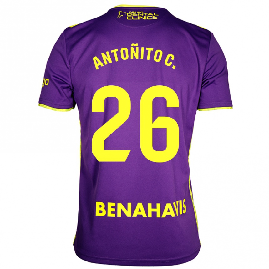 Kids Football Antonio Cordero #26 Purple Yellow Away Jersey 2024/25 T-Shirt Nz