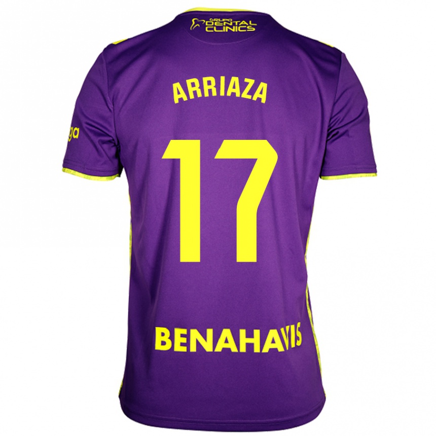 Kids Football Pablo Arriaza #17 Purple Yellow Away Jersey 2024/25 T-Shirt Nz