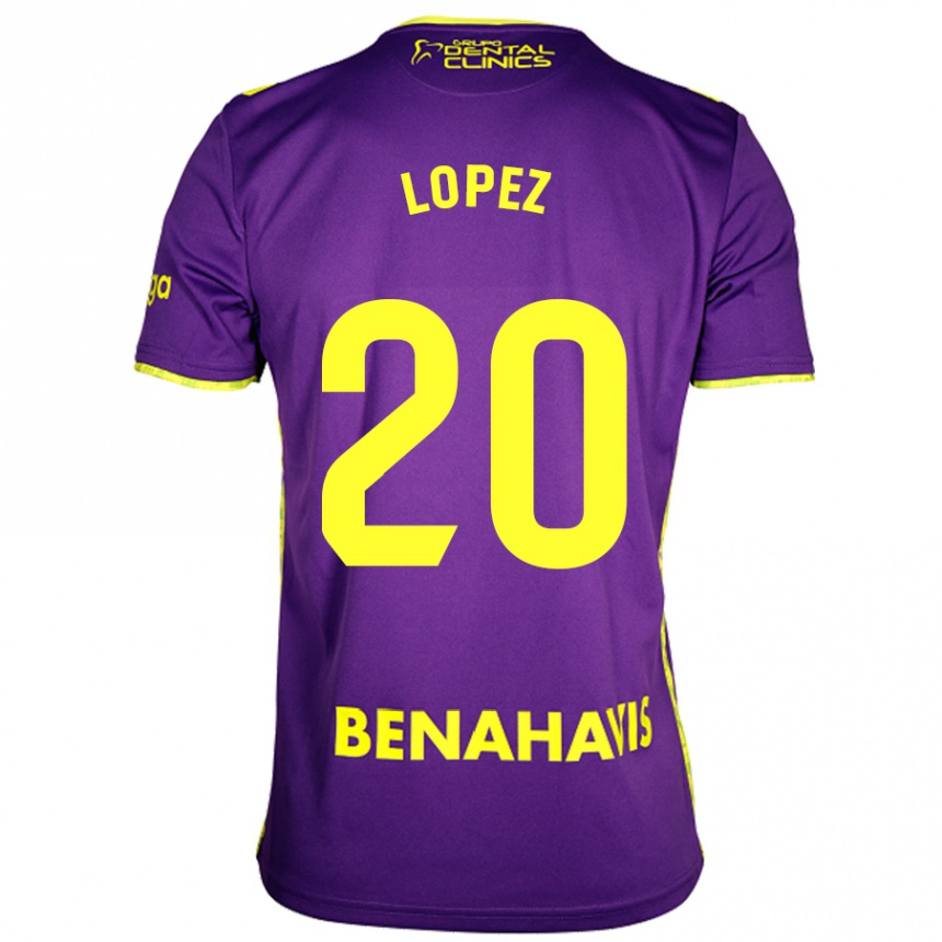 Kids Football Adri López #20 Purple Yellow Away Jersey 2024/25 T-Shirt Nz