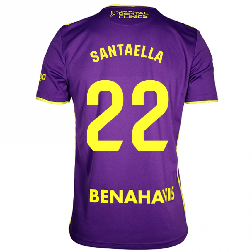 Kids Football Miguel Ángel Santaella #22 Purple Yellow Away Jersey 2024/25 T-Shirt Nz