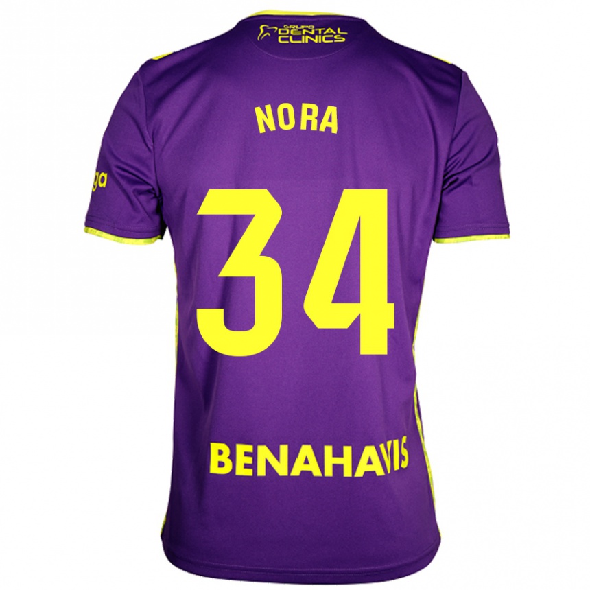 Kids Football Nora #34 Purple Yellow Away Jersey 2024/25 T-Shirt Nz