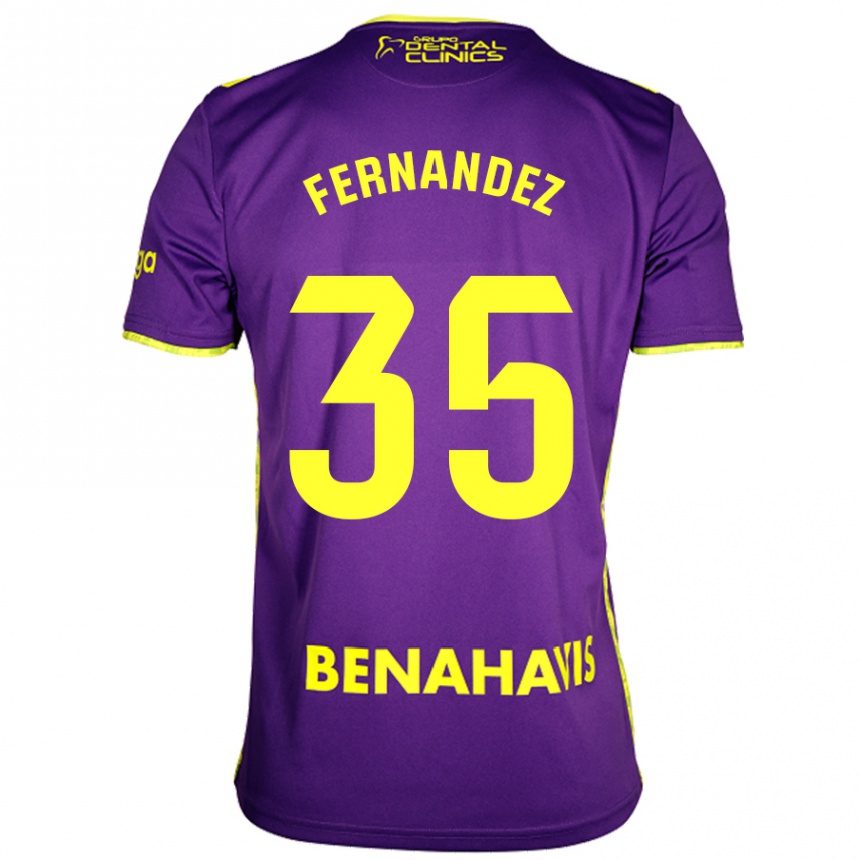 Kids Football Inés Fernández #35 Purple Yellow Away Jersey 2024/25 T-Shirt Nz