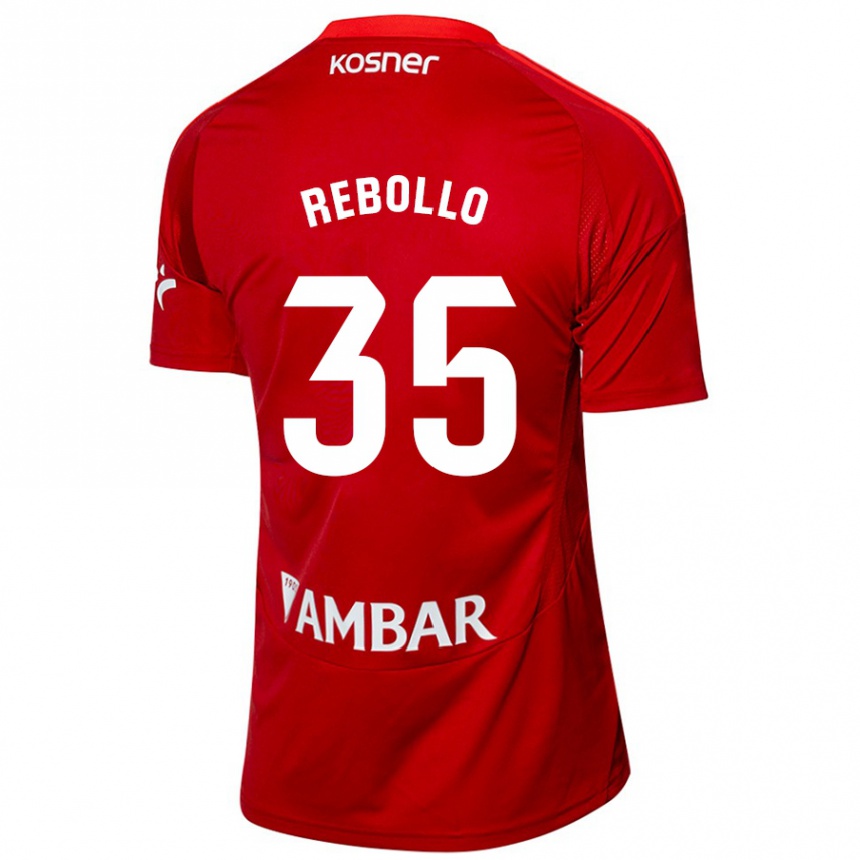 Kids Football Dani Rebollo #35 White Blue Away Jersey 2024/25 T-Shirt Nz