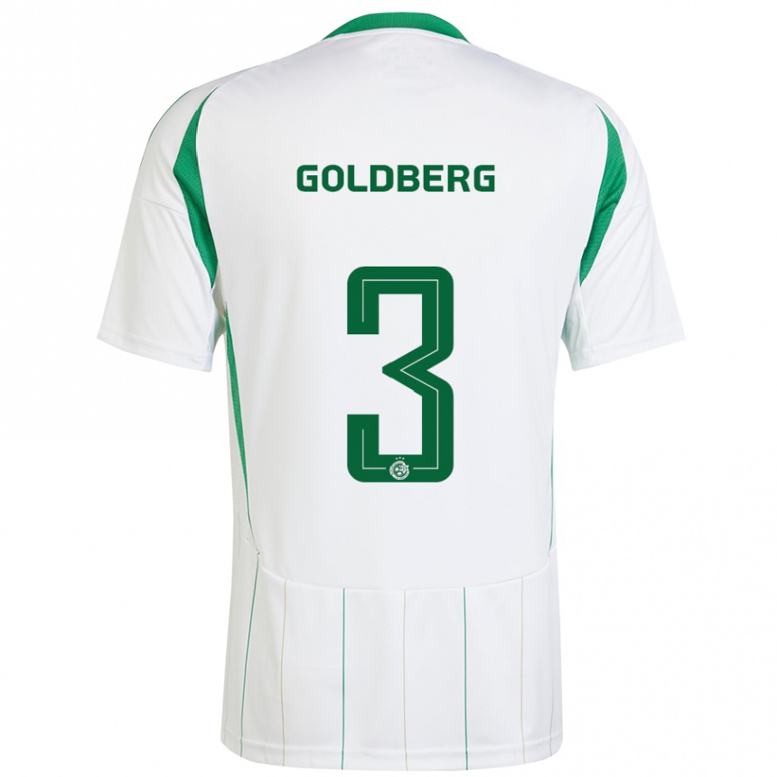 Kids Football Shon Goldberg #3 White Green Away Jersey 2024/25 T-Shirt Nz