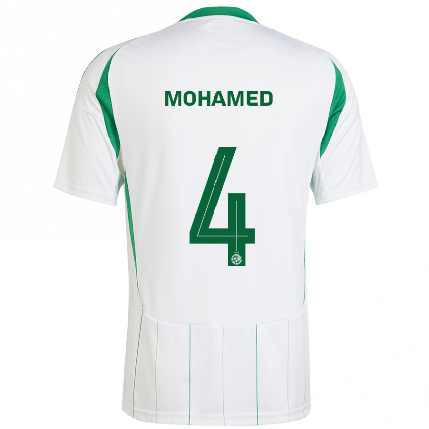 Kids Football Ali Mohamed #4 White Green Away Jersey 2024/25 T-Shirt Nz