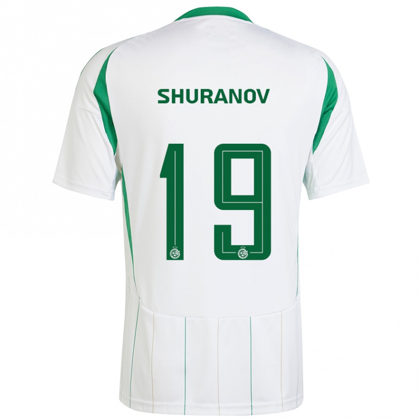 Kids Football Erik Shuranov #19 White Green Away Jersey 2024/25 T-Shirt Nz