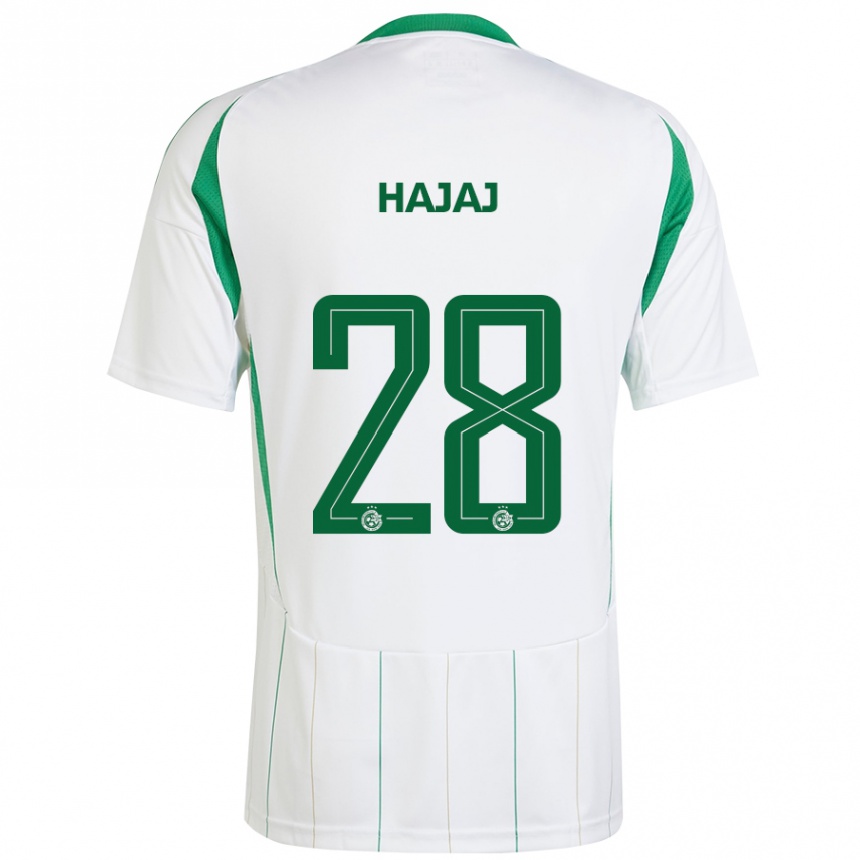 Kids Football Ilay Hajaj #28 White Green Away Jersey 2024/25 T-Shirt Nz