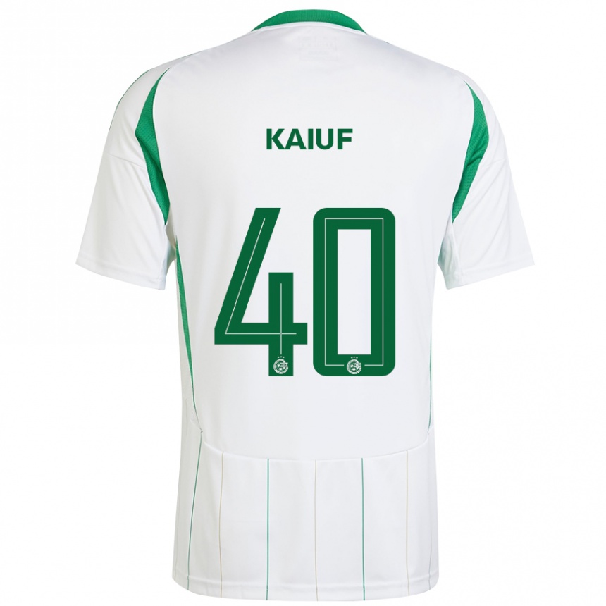 Kids Football Sharif Kaiuf #40 White Green Away Jersey 2024/25 T-Shirt Nz