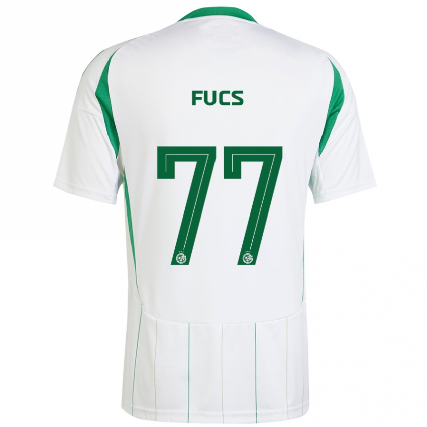 Kids Football Roee Fucs #77 White Green Away Jersey 2024/25 T-Shirt Nz