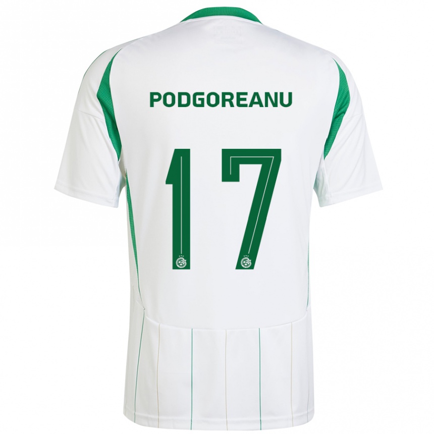 Kids Football Suf Podgoreanu #17 White Green Away Jersey 2024/25 T-Shirt Nz