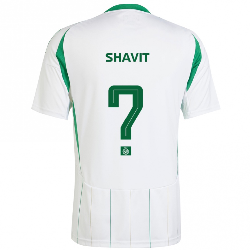 Kids Football Noam Shavit #0 White Green Away Jersey 2024/25 T-Shirt Nz