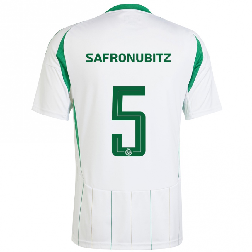 Kids Football Dan Safronubitz #5 White Green Away Jersey 2024/25 T-Shirt Nz