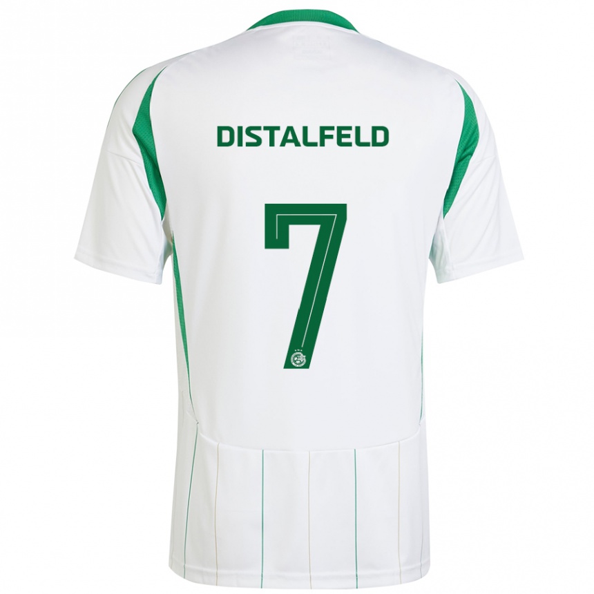 Kids Football Yanai Distalfeld #7 White Green Away Jersey 2024/25 T-Shirt Nz