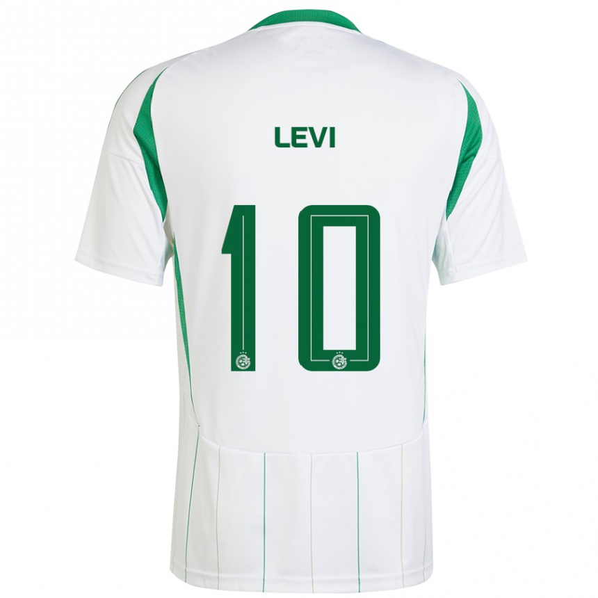 Kids Football Yarin Levi #10 White Green Away Jersey 2024/25 T-Shirt Nz