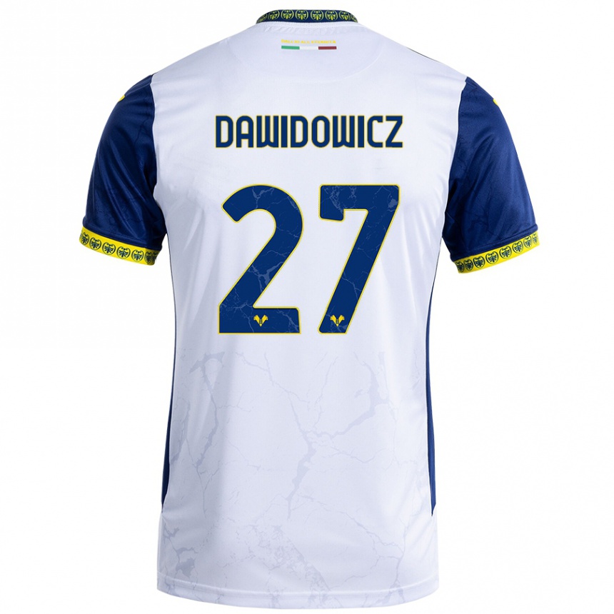 Kids Football Pawel Dawidowicz #27 White Blue Away Jersey 2024/25 T-Shirt Nz