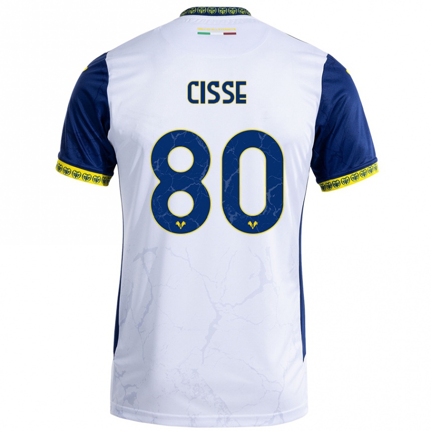 Kids Football Alphadjo Cissè #80 White Blue Away Jersey 2024/25 T-Shirt Nz