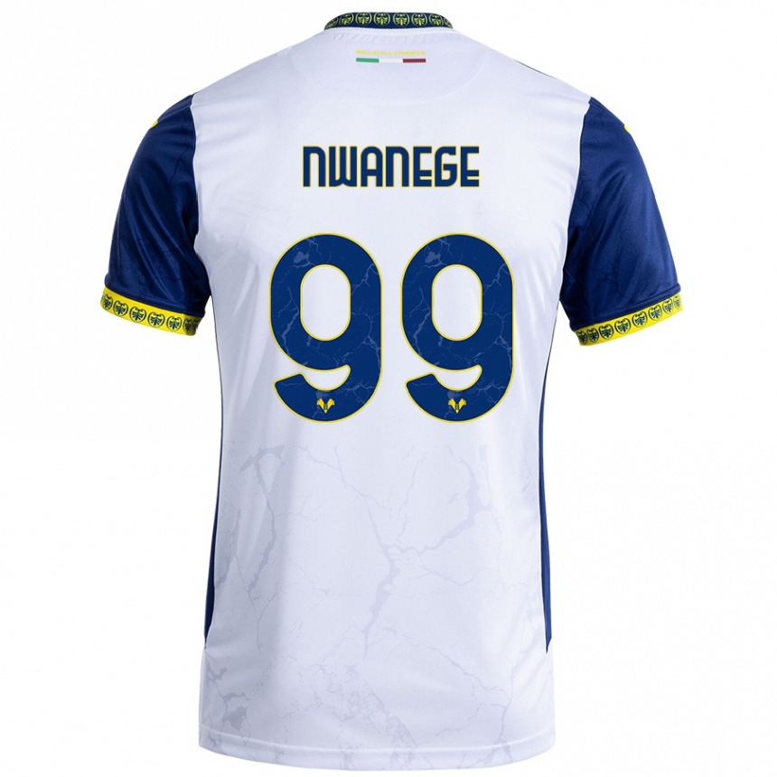 Kids Football Karlson Nwanege #99 White Blue Away Jersey 2024/25 T-Shirt Nz