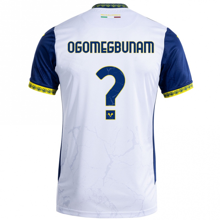 Kids Football Izu Ogomegbunam #0 White Blue Away Jersey 2024/25 T-Shirt Nz