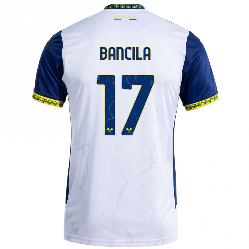 Kids Football Darius Bancila #17 White Blue Away Jersey 2024/25 T-Shirt Nz