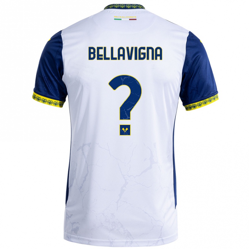 Kids Football Marco Bellavigna #0 White Blue Away Jersey 2024/25 T-Shirt Nz