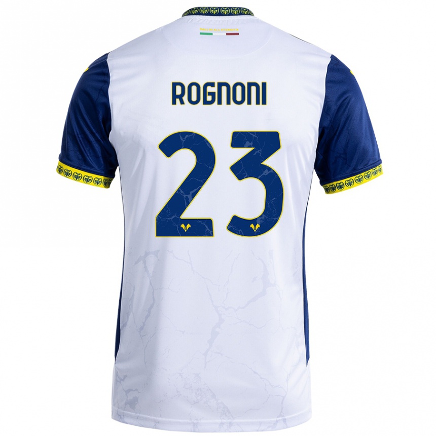 Kids Football Alessia Rognoni #23 White Blue Away Jersey 2024/25 T-Shirt Nz