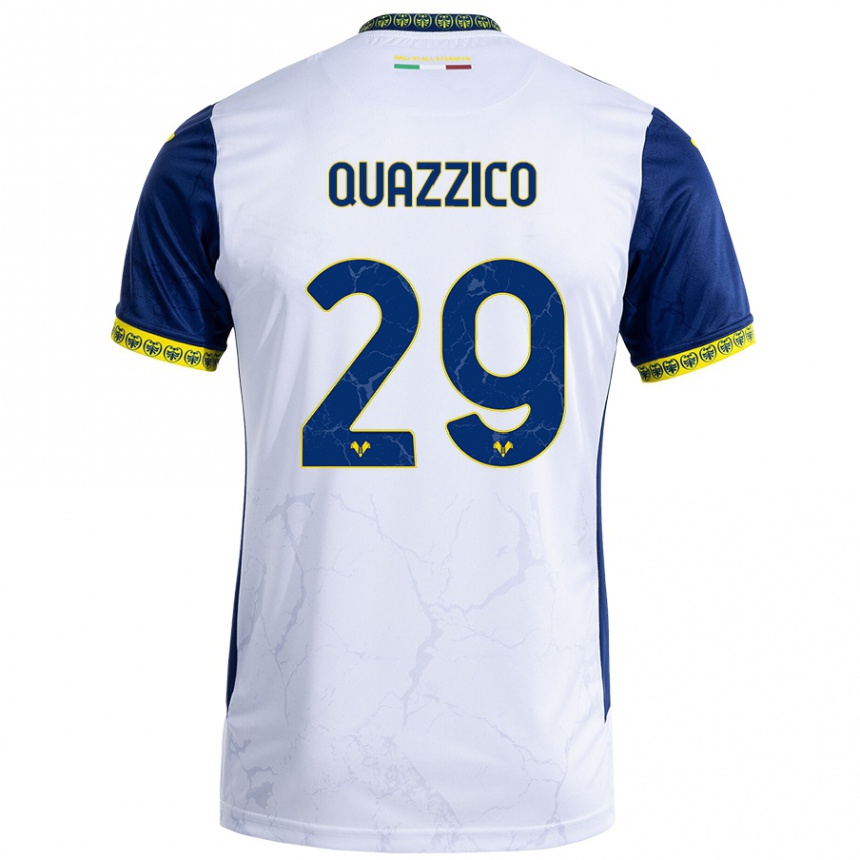 Kids Football Francesca Quazzico #29 White Blue Away Jersey 2024/25 T-Shirt Nz