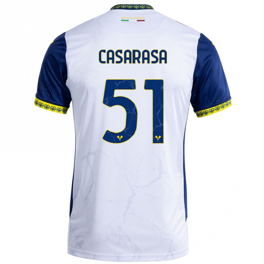 Kids Football Asia Casarasa #51 White Blue Away Jersey 2024/25 T-Shirt Nz