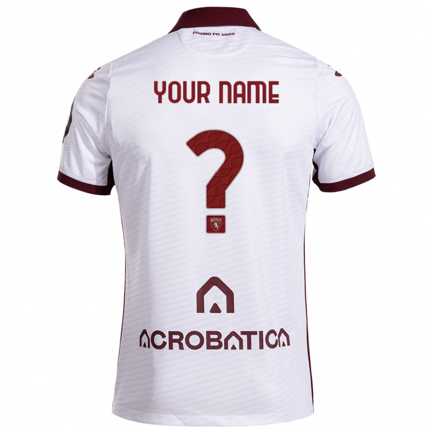 Kids Football Your Name #0 White Maroon Away Jersey 2024/25 T-Shirt Nz