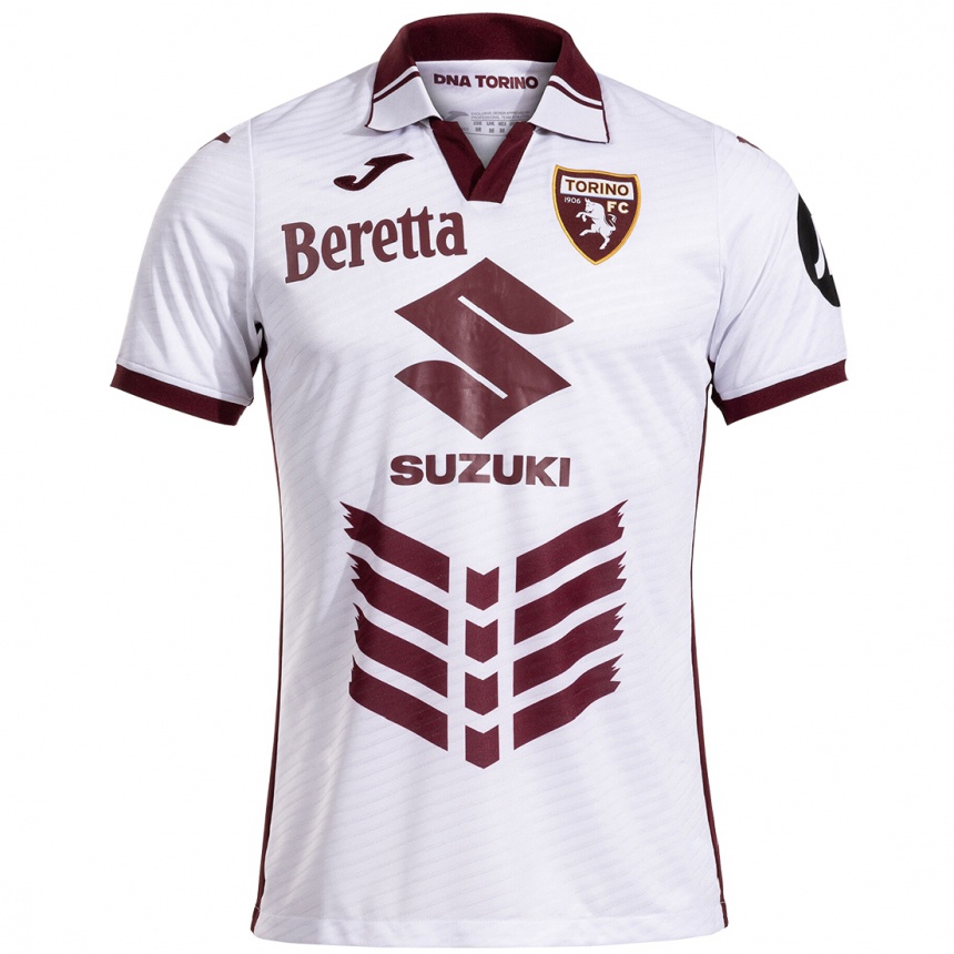 Kids Football Alessio Cacciamani #0 White Maroon Away Jersey 2024/25 T-Shirt Nz