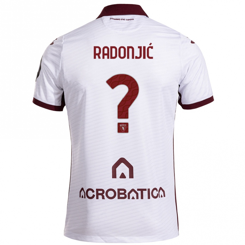 Kids Football Nemanja Radonjić #0 White Maroon Away Jersey 2024/25 T-Shirt Nz