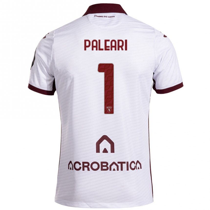 Kids Football Alberto Paleari #1 White Maroon Away Jersey 2024/25 T-Shirt Nz