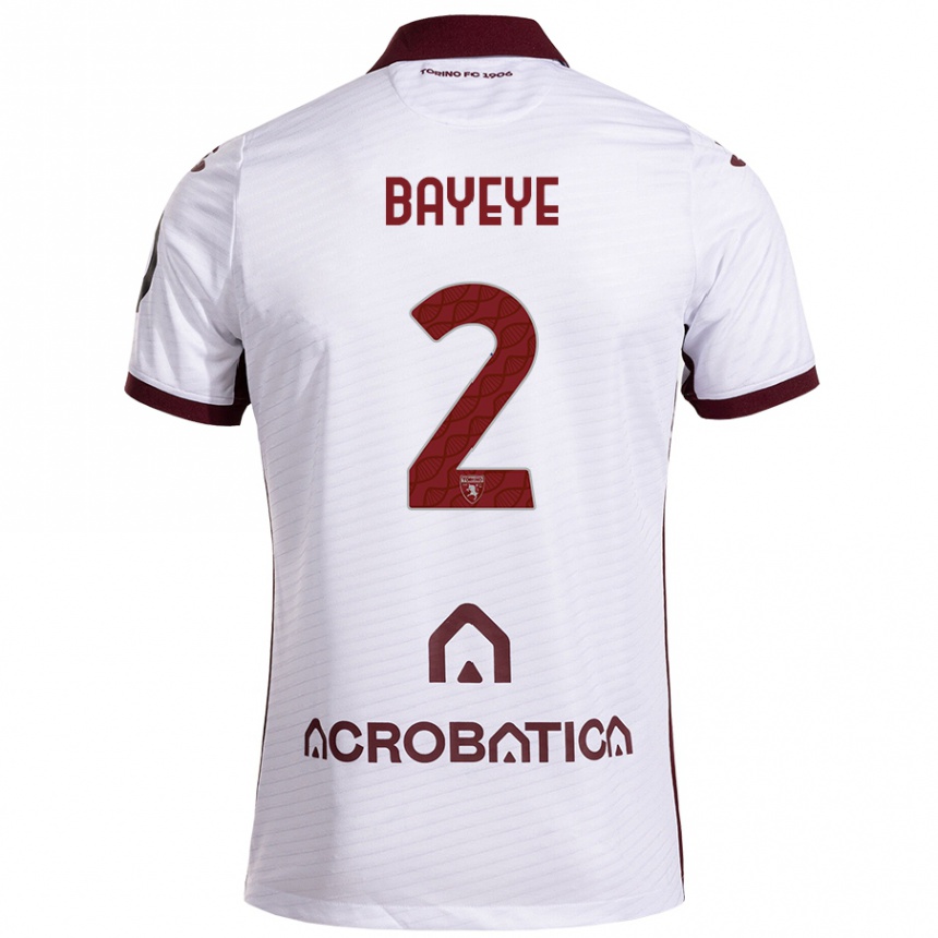 Kids Football Brian Bayeye #2 White Maroon Away Jersey 2024/25 T-Shirt Nz