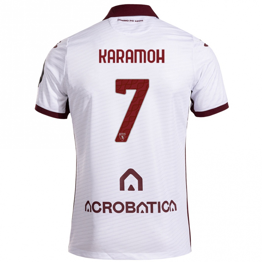 Kids Football Yann Karamoh #7 White Maroon Away Jersey 2024/25 T-Shirt Nz