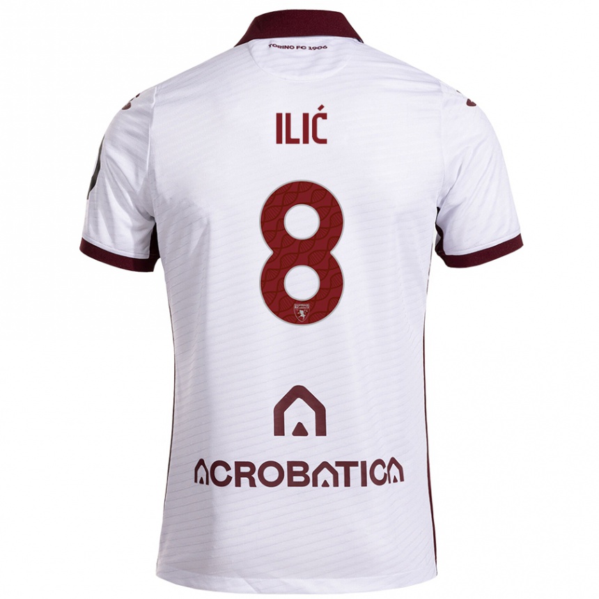 Kids Football Ivan Ilić #8 White Maroon Away Jersey 2024/25 T-Shirt Nz