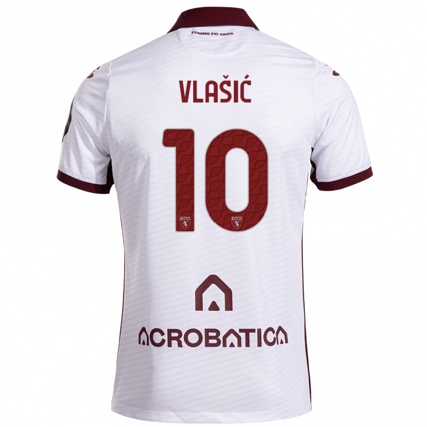 Kids Football Nikola Vlašić #10 White Maroon Away Jersey 2024/25 T-Shirt Nz