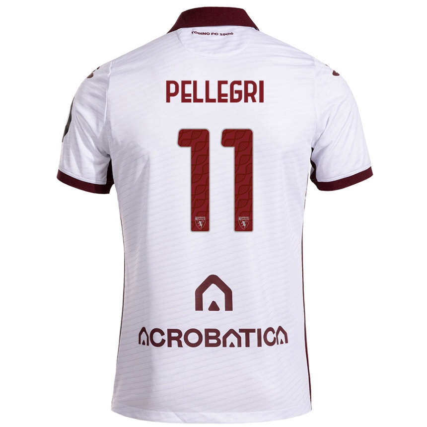 Kids Football Pietro Pellegri #11 White Maroon Away Jersey 2024/25 T-Shirt Nz