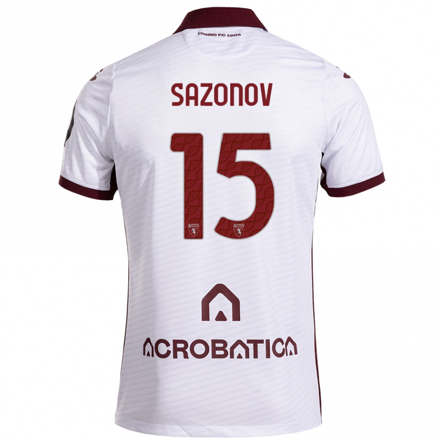 Kids Football Saba Sazonov #15 White Maroon Away Jersey 2024/25 T-Shirt Nz