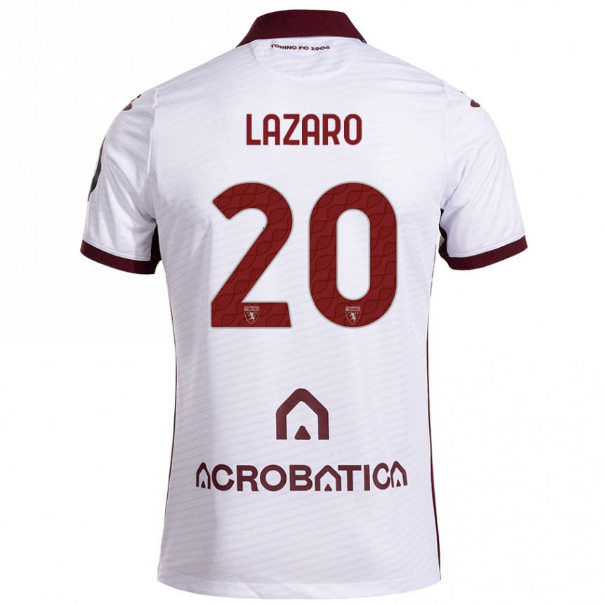 Kids Football Valentino Lazaro #20 White Maroon Away Jersey 2024/25 T-Shirt Nz