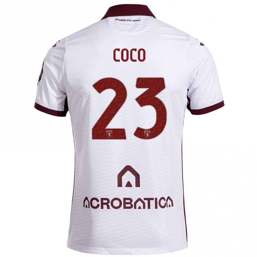 Kids Football Saúl Coco #23 White Maroon Away Jersey 2024/25 T-Shirt Nz