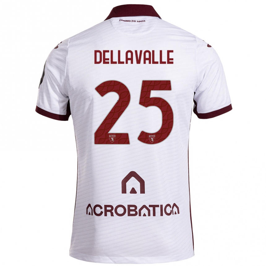 Kids Football Alessandro Dellavalle #25 White Maroon Away Jersey 2024/25 T-Shirt Nz