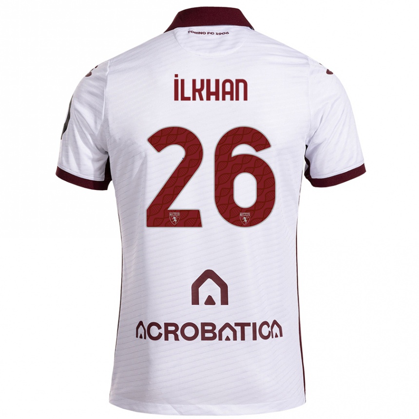 Kids Football Emirhan İlkhan #26 White Maroon Away Jersey 2024/25 T-Shirt Nz