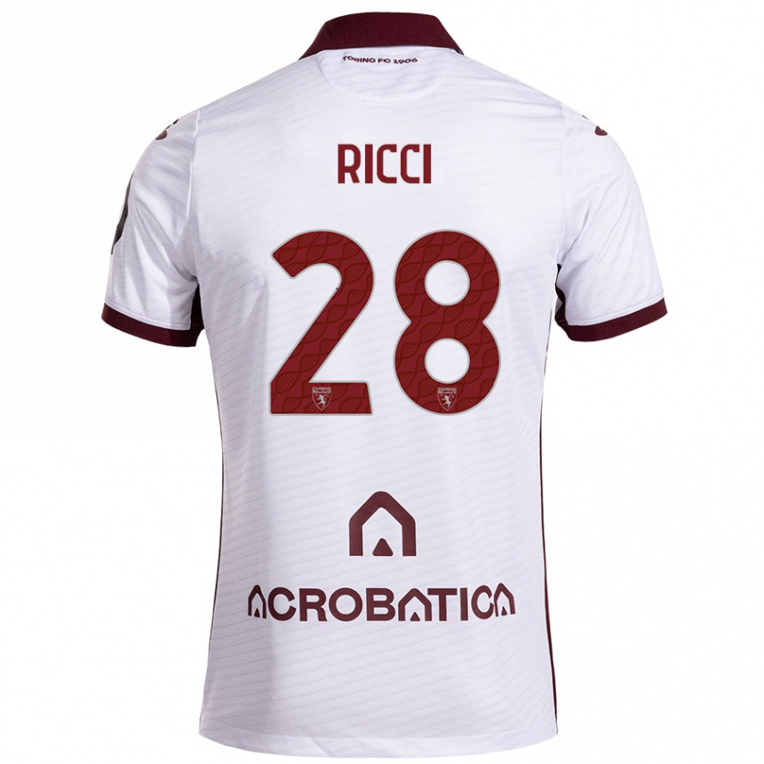 Kids Football Samuele Ricci #28 White Maroon Away Jersey 2024/25 T-Shirt Nz