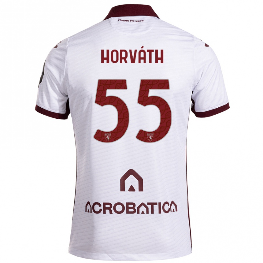 Kids Football Krisztofer Horváth #55 White Maroon Away Jersey 2024/25 T-Shirt Nz