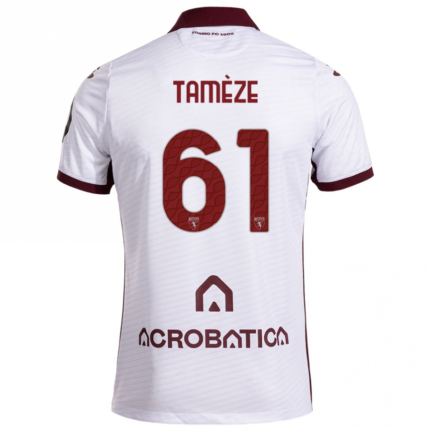 Kids Football Adrien Tamèze #61 White Maroon Away Jersey 2024/25 T-Shirt Nz