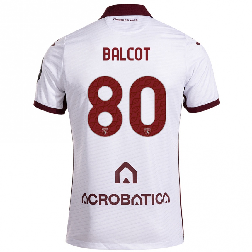 Kids Football Côme Bianay Balcot #80 White Maroon Away Jersey 2024/25 T-Shirt Nz