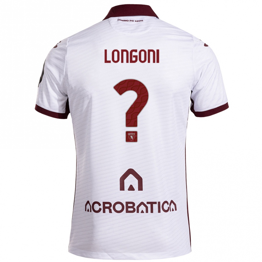 Kids Football Marco Longoni #0 White Maroon Away Jersey 2024/25 T-Shirt Nz